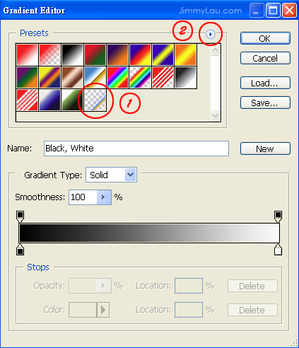 Photoshop: Gradient editor