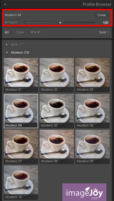 Lightroom Profile Amount Slider